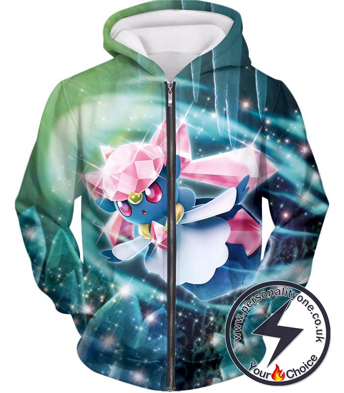 Pokemon Cool Fairy Rock Type Pokemon Diancie Zip Up Hoodie